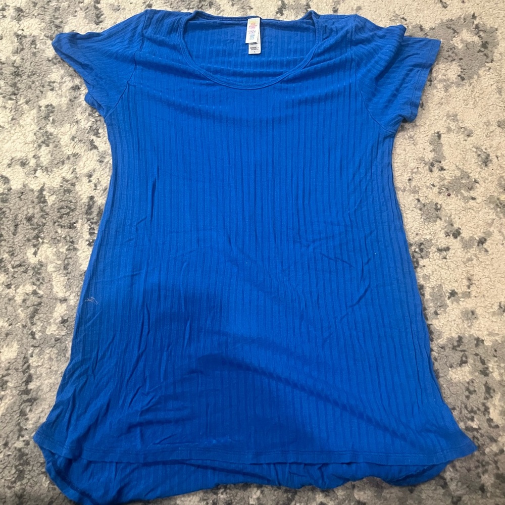 LuLaRoe Blue Ribbed Fitted Short Sleeve Tee
